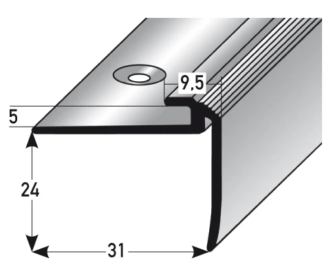 Profilé De Finition à Emboîter Avec Nez Pour Sol Design | Alu Anodisé | à Visser 1 Profilé De Finition à Emboîter Avec Nez Pour Sol Design | Alu Anodisé | à Visser