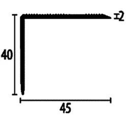 Nez De Marche | Largeur:45 Mm | H:0 - 37 Mm | Longueur:2500 Mm | Cornière Escalier | Strié