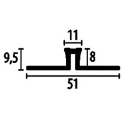 Profilé De Dilatation | Largeur:51 Mm | Longueur:2500 Mm | Aluminium | Joint En Silicone | Découper