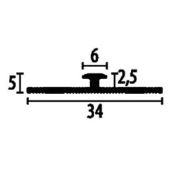 PROVISTON | Profil D'arrêt | Largeur:34 Mm | Hauteur:2.5 Mm | Longueur:2700 Mm | Alu Anodisé | Lisse