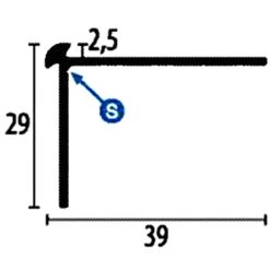 Nez De Marche | Largeur:39 Mm | Longueur:2500 Mm | Alu Anodisé | Facile à Plier | Découper