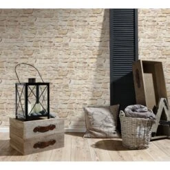 A.S. Creation Elements | 363703 | Papier Peint Intissé Pierre Brique | 0.53 M X 10.05 M | Beige -Maison Décorer Magasin 363703 3