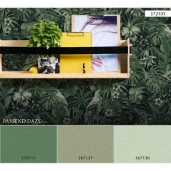 A.S. Creation Flavour | 367137 | Papier Peint Intissé Uni | 0.53 M X 10.05 M | Vert -Maison Décorer Magasin 367137 5