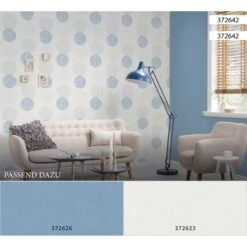 A.S. Creation Blooming | 372626 | Papier Peint Intissé Uni | 0.53 M X 10.05 M | Bleu -Maison Décorer Magasin 372626 3