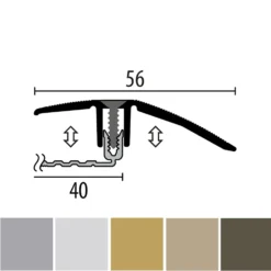 Küberit 386 XXL PPS-Champion 4.0 | Barre De Seuil Stratifié | Largeur:56 Mm | Épaisseur Sol:7-18 Mm