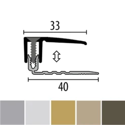 Küberit 387 XXL PPS-Champion 4.0 | Profilé De Rattrapage | Largeur:33 Mm | Épaisseur Sol:7-18 Mm