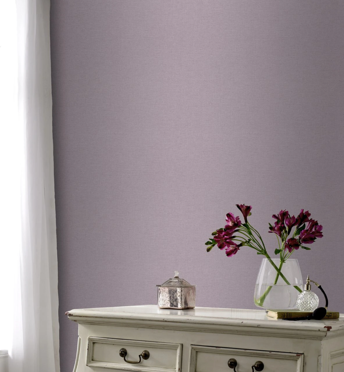 Rasch Florentine | 448535 | Papier Peint Intissé Uni | 0.53 M X 10.05 M | Violet