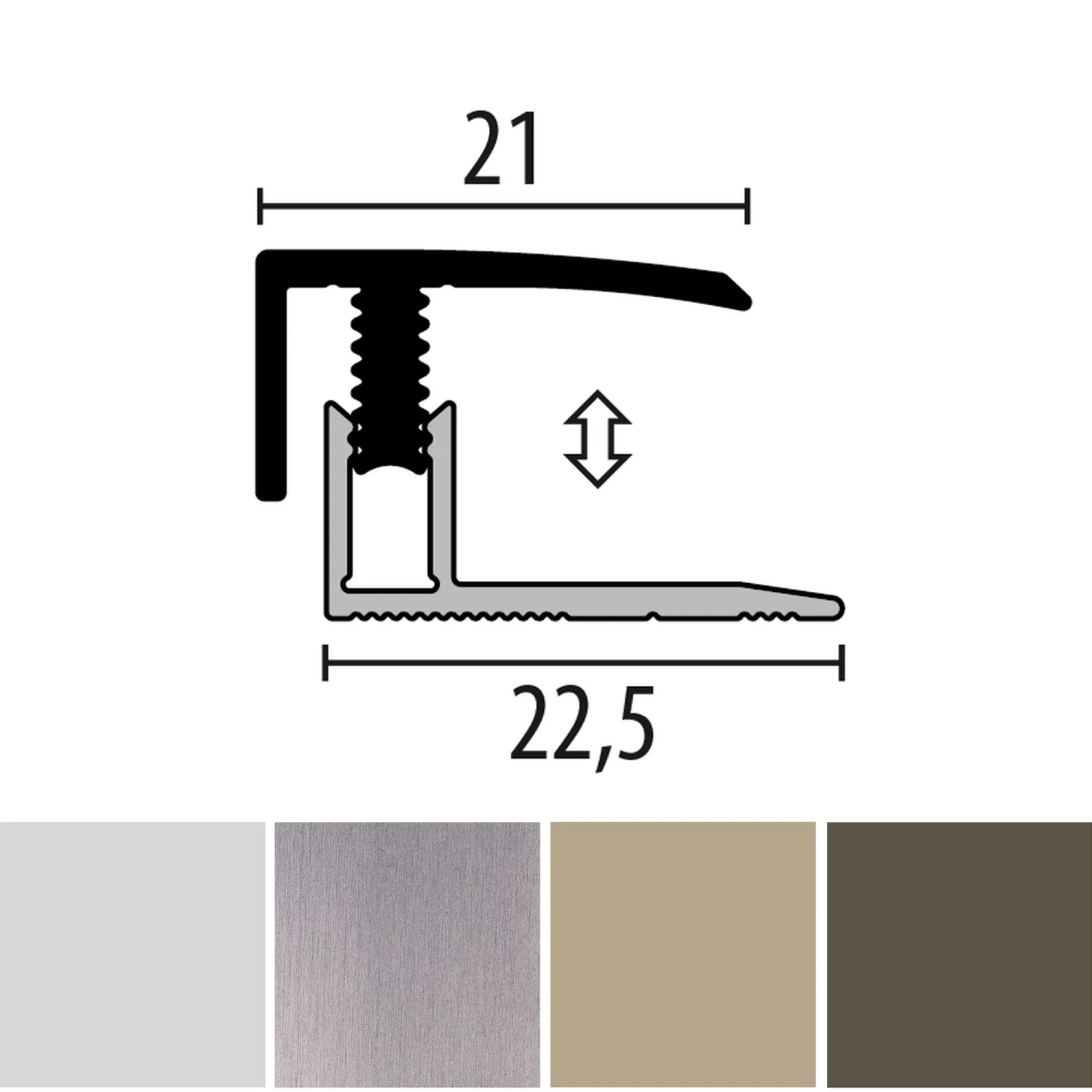 Küberit 557 Mono-Clip | Profilé De Rattrapage Stratifié | Largeur:21 Mm | Épaisseur:7-12 Mm 1 Küberit 557 Mono-Clip | Profilé De Rattrapage Stratifié | Largeur:21 Mm | Épaisseur:7-12 Mm
