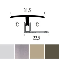 Küberit 558 Mono-Clip | Barre De Seuil | Largeur:31.5 Mm | Dénivelé Stratifié | Épaisseur:7-12 Mm