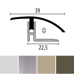 Küberit 559 Mono-Clip | Barre De Seuil | Largeur:39 Mm | Seuil Pour Parquet | Épaisseur:12-17 Mm
