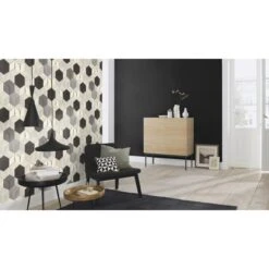 Rasch Selection Vinyl/Vlies | 610376 | Papier Peint Intissé Uni | 0.53 M X 10.05 M | Noir -Maison Décorer Magasin 610376 room 7