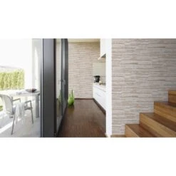 A.S. Creation Decora Natur 3 | 662125 | Papier Peint Imitation Brique Pierre En Papier | Blanc