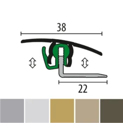 Küberit 788 FCS-718 | Barre De Seuil | Largeur:38 Mm | Rattrapage Parquet | Èpaisseur Sol:7-18 Mm