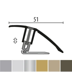 Küberit 886 PPS-Champion Flex | Profilé De Rattrapage Flexible Parquet| Epaisseur:7-23 Mm