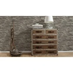 A.S. Creation Elements | 958331 | Papier Peint Intissé Pierre Brique | 0.53 M X 10.05 M | Gris -Maison Décorer Magasin 958331 2