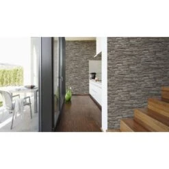 A.S. Creation Elements | 958331 | Papier Peint Intissé Pierre Brique | 0.53 M X 10.05 M | Gris -Maison Décorer Magasin 958331 5