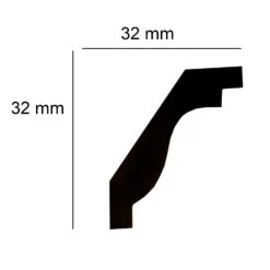 Elite Decor | Stuckleiste P921 | Polyurethan | 32 X 32 X 2000 Mm | Styropor Deckenleiste | Weiß
