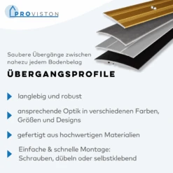 PROVISTON | Barre De Seuil | Largeur: 40 Mm | Hauteur: 0 - 99 Mm | Aluminium | Lisse | Autoadhésif -Maison Décorer Magasin PROVISTON Ubergangsprofile USP 10