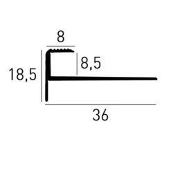 Nez De Marche | Hauteur 18.5 Mm | Largeur 36 Mm | Longueur 1000 Mm | Épaisseur Sol 8.5 Mm