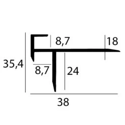 Nez De Marche | Hauteur 35.4 Mm | Largeur 38 Mm | Longueur 2700 Mm | Épaisseur Sol 8.7 Mm
