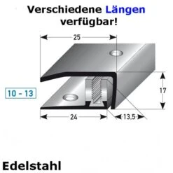 Profilé De Finition Sol Stratifié | Hauteur 10 X 13 Mm | Largeur 30 Mm | Inox