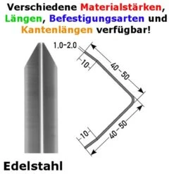 Cornière De Protection 40 X 40 Mm Ou 50 X 50 Mm | Inox | à 3 Arêtes