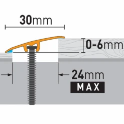 Barre De Seuil 30 X 5.4 Mm | Profilé En Aluminium 3 In 1 | Profilé De Rattrapage Et De Finition
