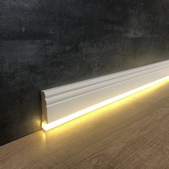 Plinthe Moulurée Lumineuse | 18 X 85 Mm | Mélaminé Blanc 1 Plinthe Moulurée Lumineuse | 18 X 85 Mm | Mélaminé Blanc