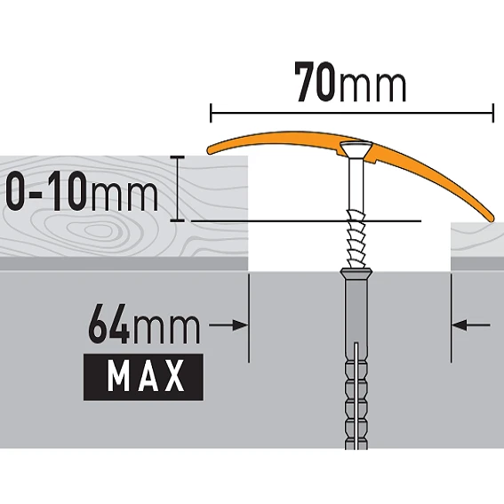 Barre De Seuil 70 X 6.55 Mm | Profilé En Aluminium Argenté | à Visser 1 Barre De Seuil 70 X 6.55 Mm | Profilé En Aluminium Argenté | à Visser