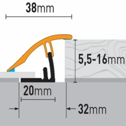 Barre De Seuil Argenté 38 X 10.23 Mm | Profilé En Alu De Transition Et De Finition