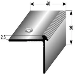 Nez De Marche | Cornière 30 X 40 X 2.5 Mm | Type: 386 | Aluminium Anodisé | à Visser